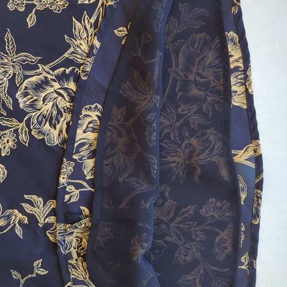 Talbots Pure Silk Floral A-Line Lined Maxi Skirt 8 Navy Blue Cream - Picture 9 of 15